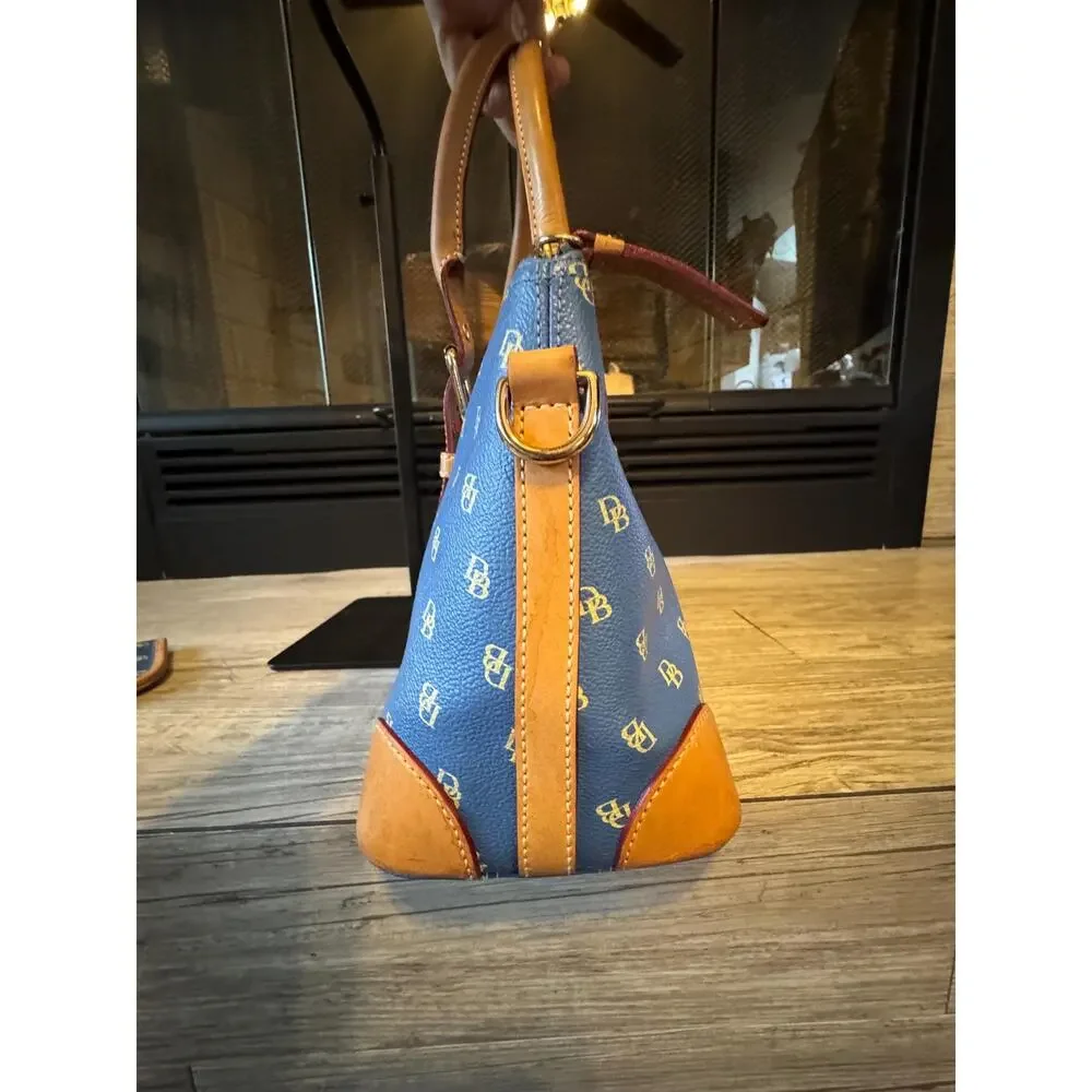 Dooney Bourke blue and natural leather Monogram handbag with strap vintage